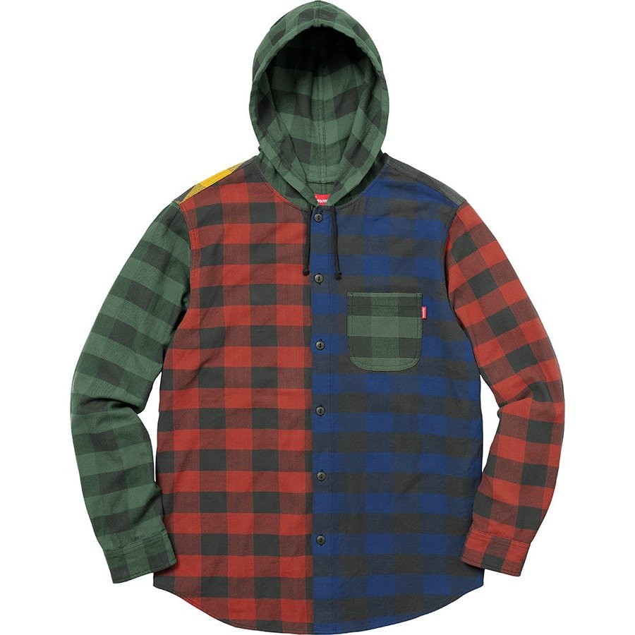 HOODED BUFFALO PLAID FLANNEL SHIRT