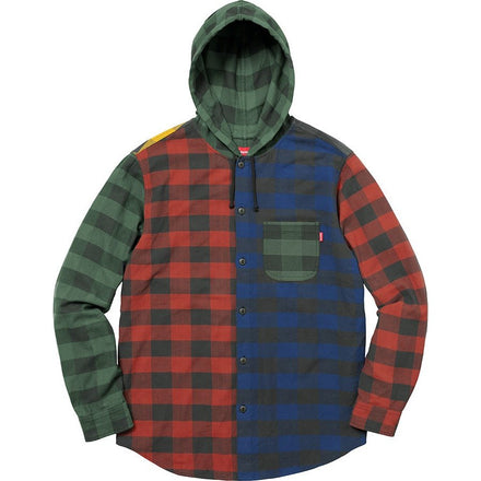 HOODED BUFFALO PLAID FLANNEL SHIRT