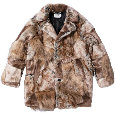 MM6 MAISON MARGIELA PATCHWORK FAUX FUR COAT