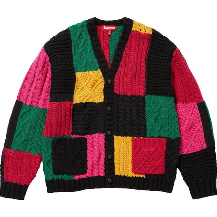 Patchwork Cable Knit Cardigan