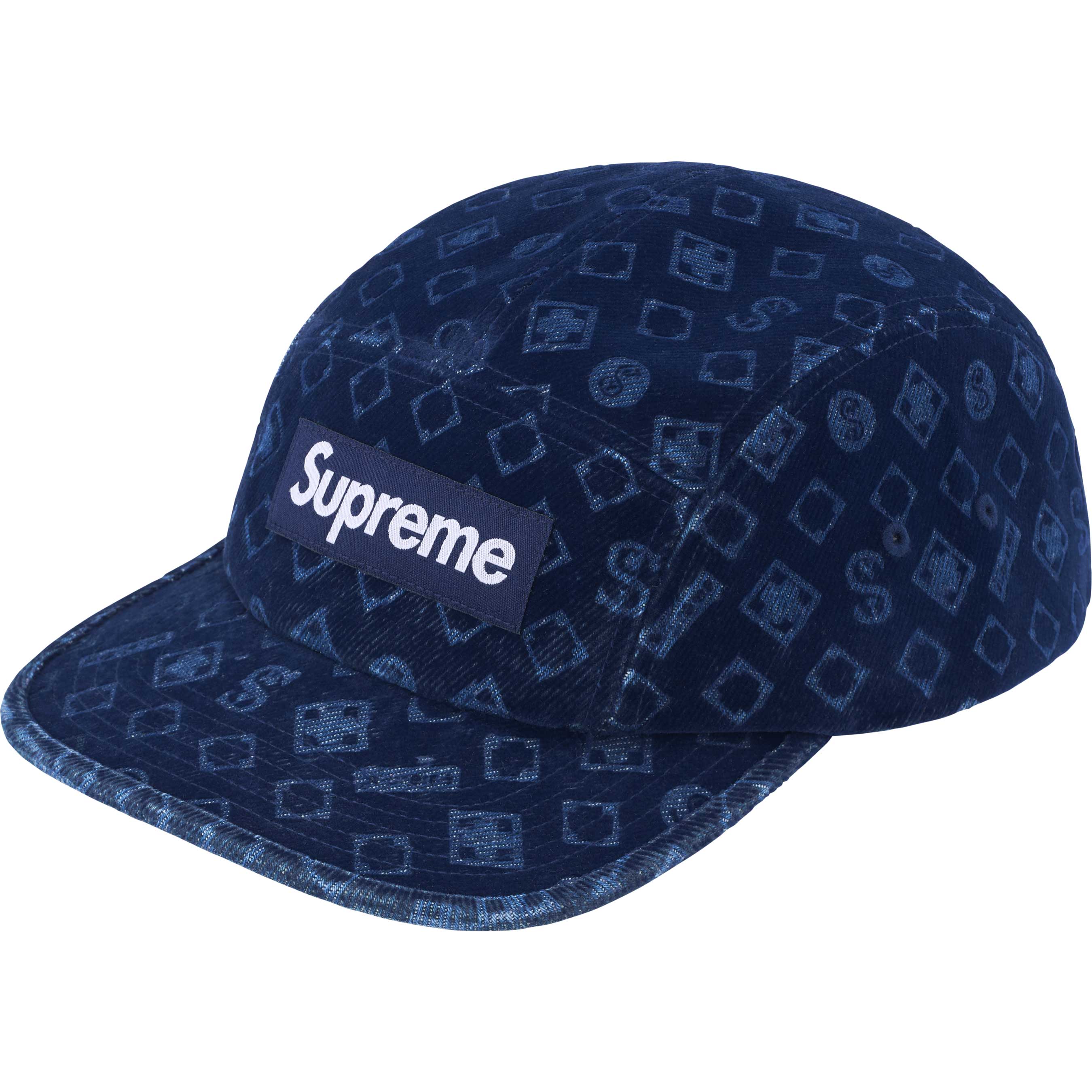 FLOCKED DENIM CAMP CAP