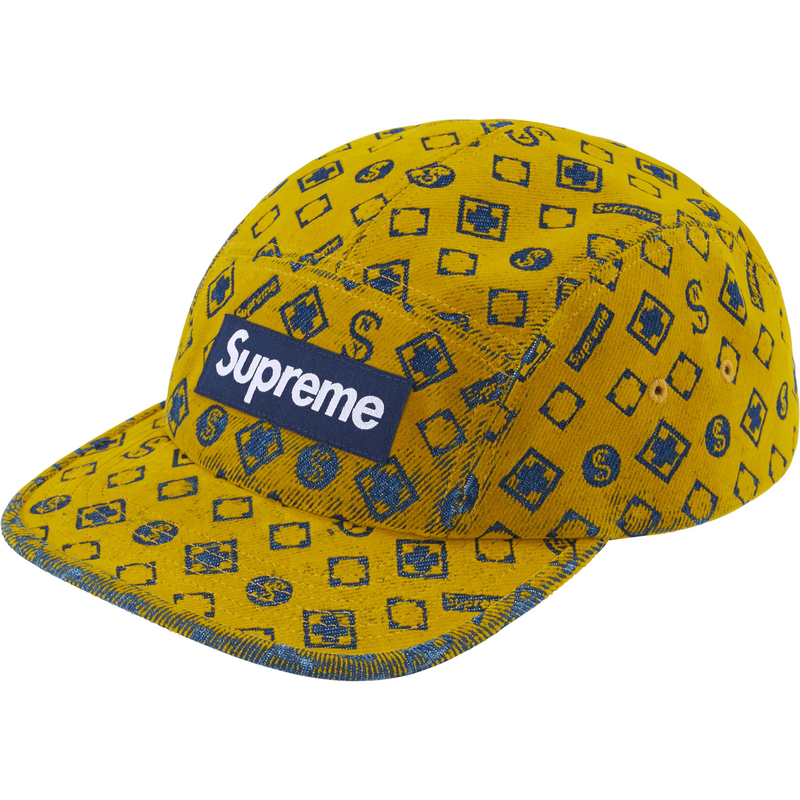 FLOCKED DENIM CAMP CAP