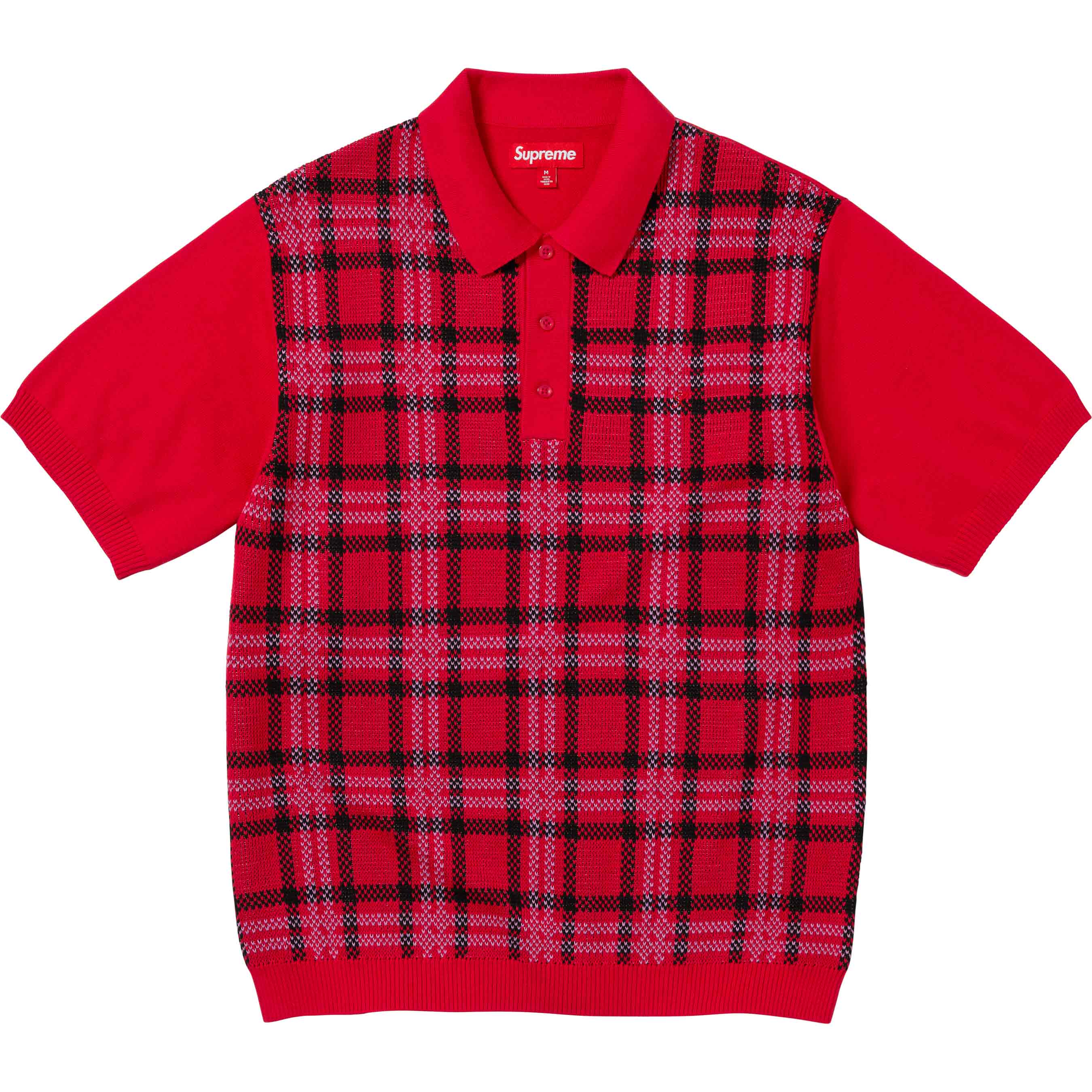 PLAID KNIT S/S POLO