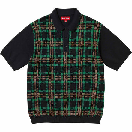 PLAID KNIT S/S POLO