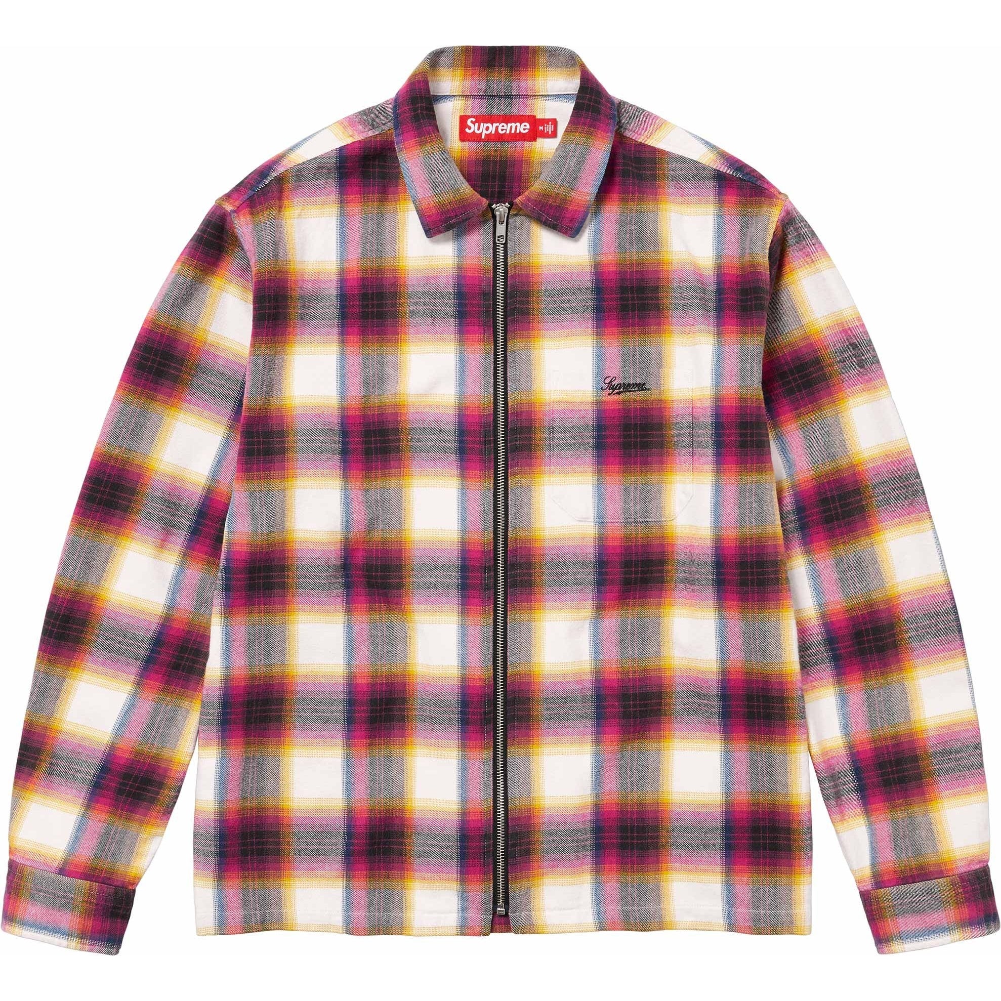 SHADOW PLAID FLANNEL ZIP UP SHIRT