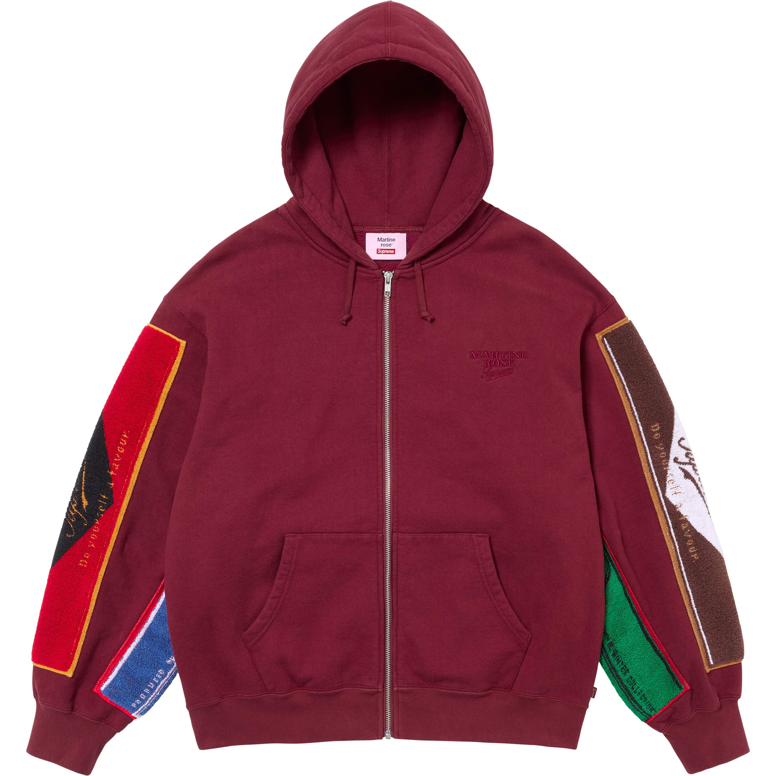 MARTINE ROSE TOWEL ZIP UP HOODED SWEATSHIRT