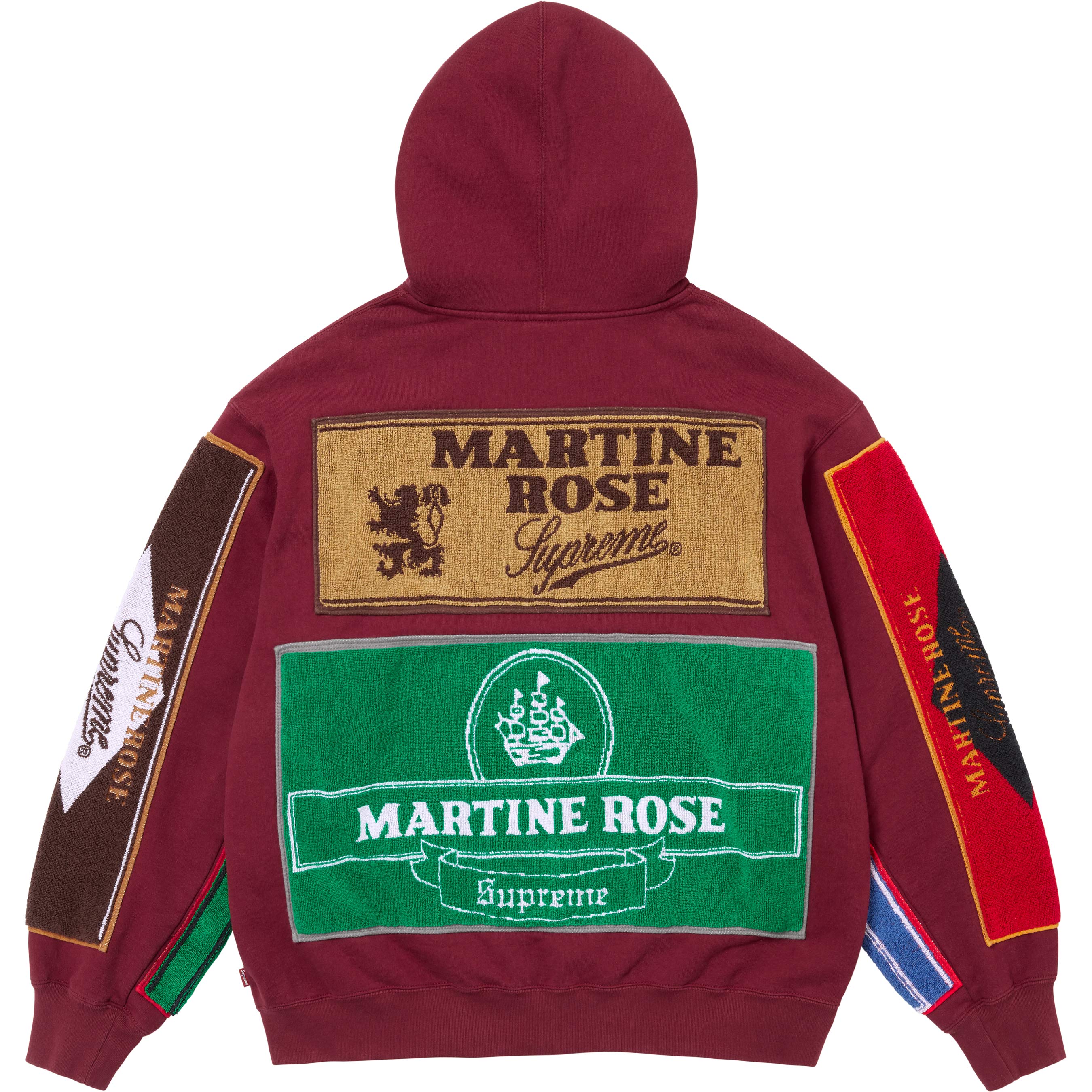 MARTINE ROSE TOWEL ZIP UP HOODED SWEATSHIRT