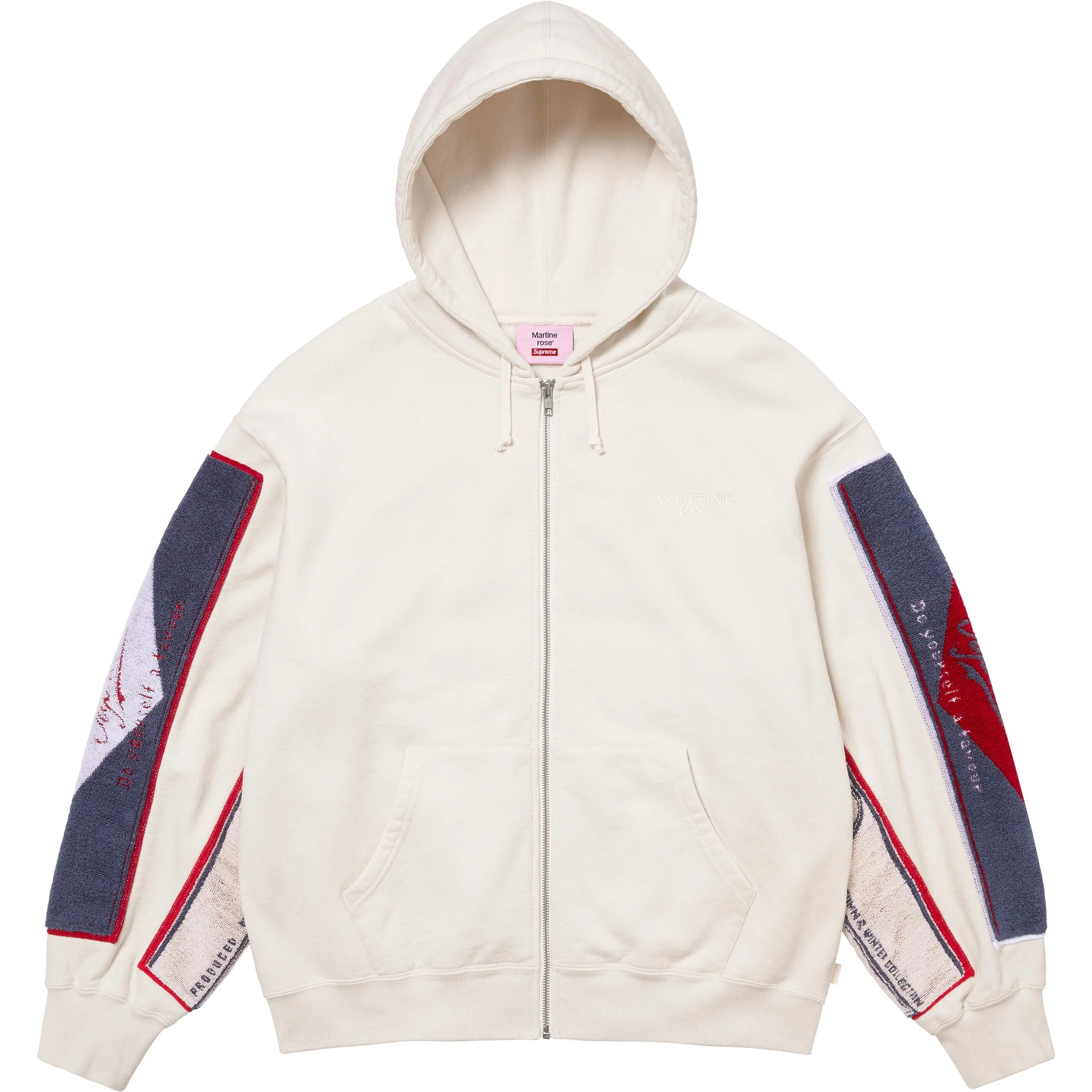 MARTINE ROSE TOWEL ZIP UP HOODED SWEATSHIRT