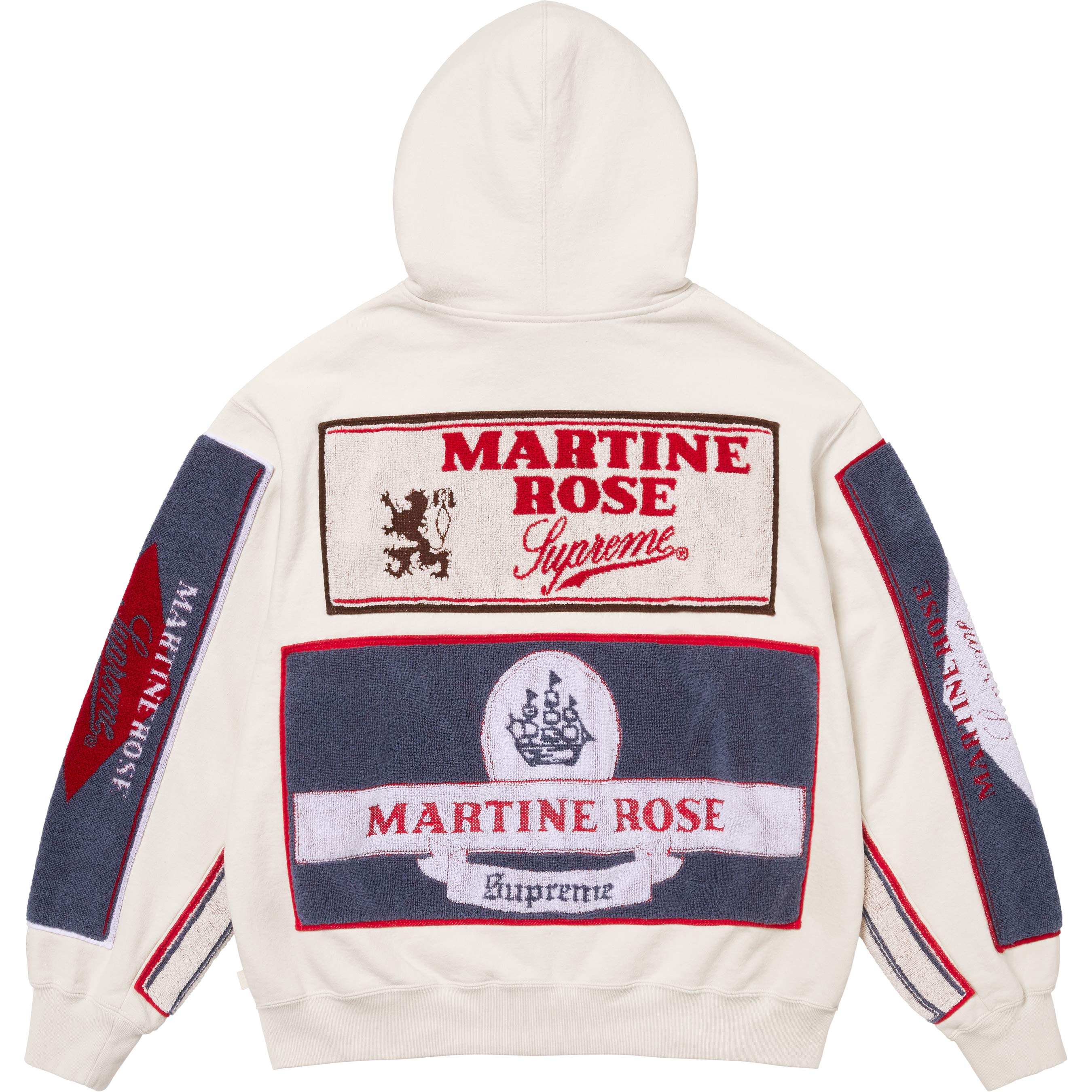 MARTINE ROSE TOWEL ZIP UP HOODED SWEATSHIRT